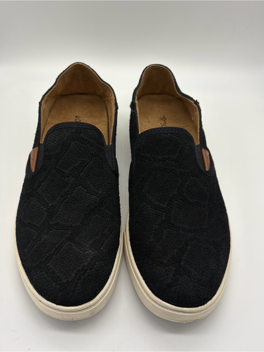 OluKai Women's Black Slip-On Flats with Cream Sole